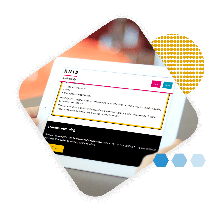 RNIB accessible eLearning on a Tablet