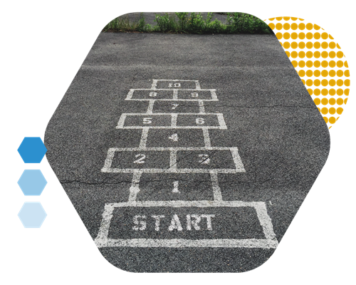 How bespoke eLearning content makes your life easier - showing a hopscotch style chalk grid on the ground