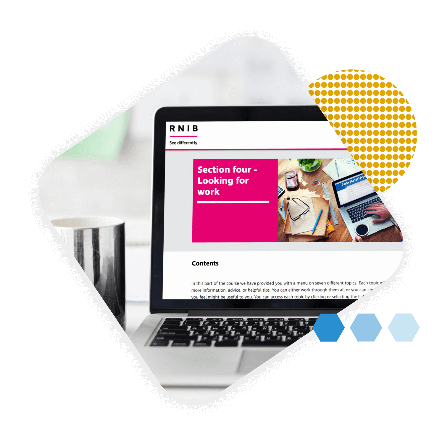 RNIB Jobseekers eLearning on a Laptop