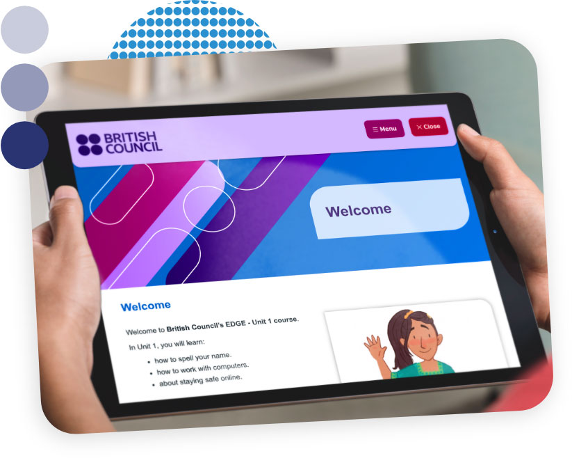 British Council eLearning on a tablet.