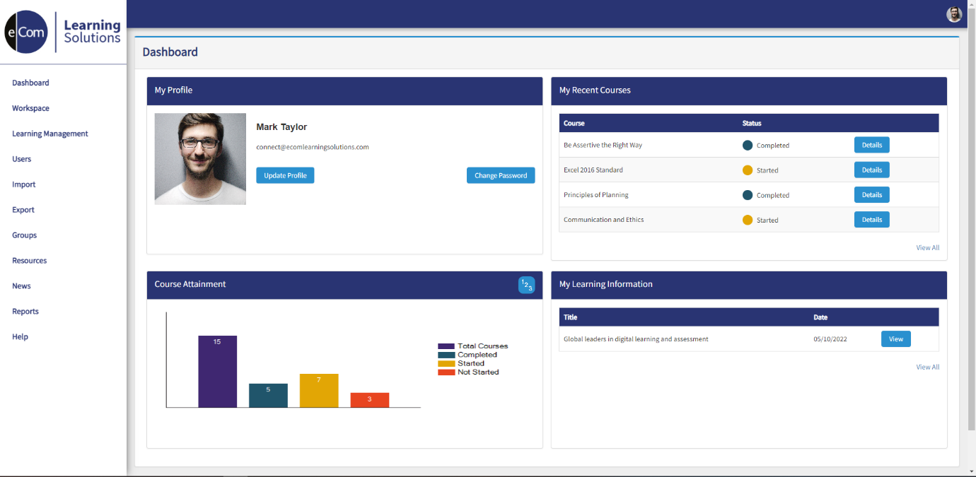 eNetLearn LMS Screenshot